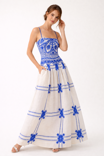 Abito Midi Donna Stampa Crochet