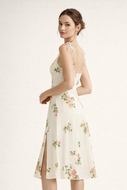 Abito Midi Donna Floreale con Cintura