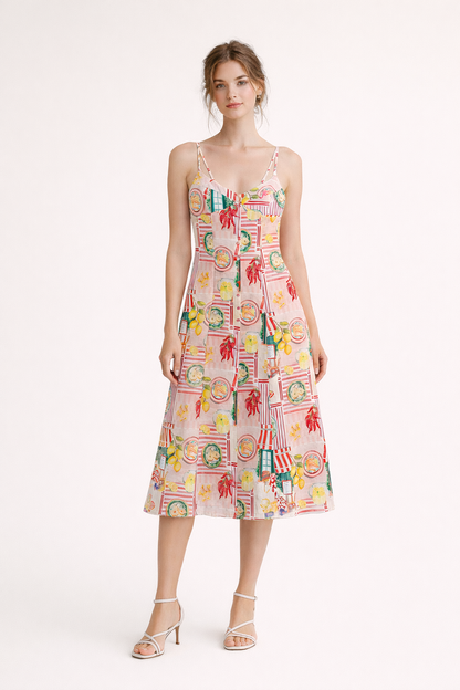 Abito Midi Donna Stampa Artistica