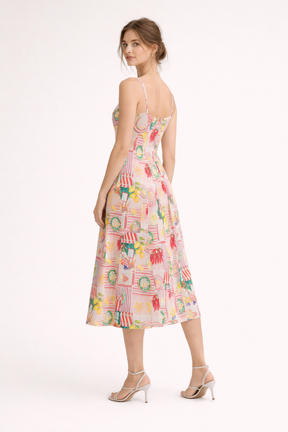 Abito Midi Donna Stampa Artistica