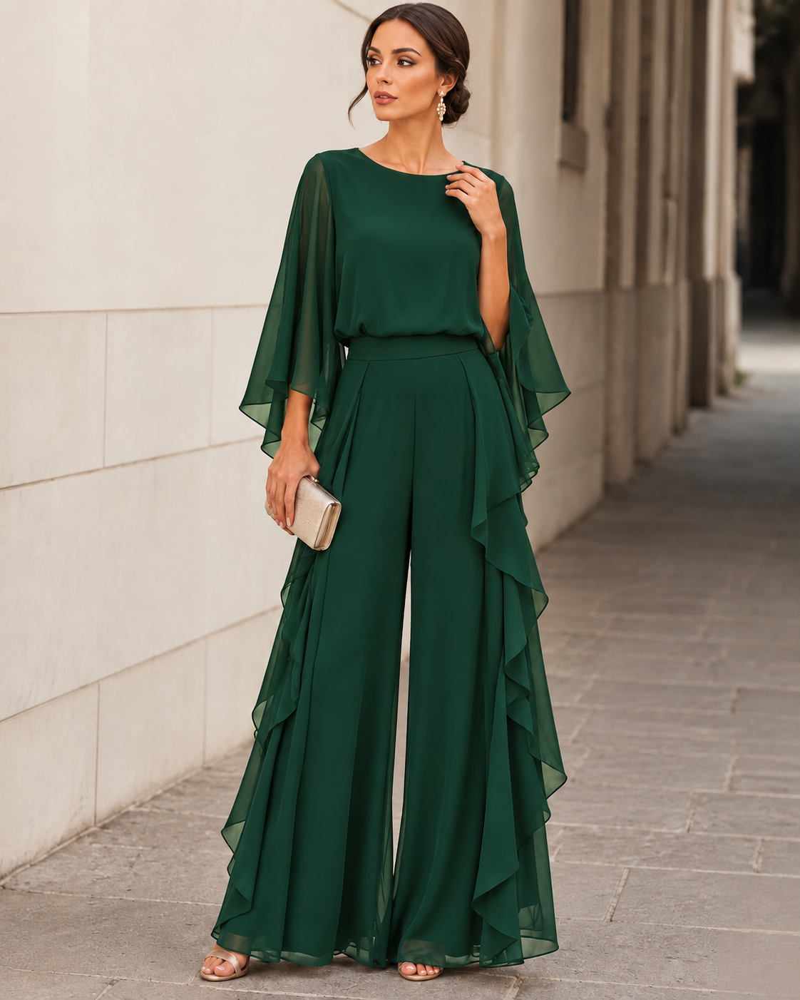 Lucrecia | Completo Donna con Blusa a Mantella e Gonna a Balze