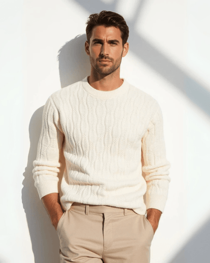Maglione Uomo a Trecce di Lana Calore Avvolgente Sobrio