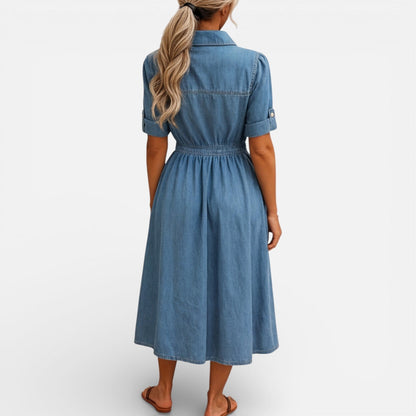 Abito Chemisier Midi Donna in Denim