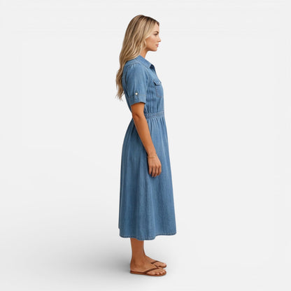 Abito Chemisier Midi Donna in Denim