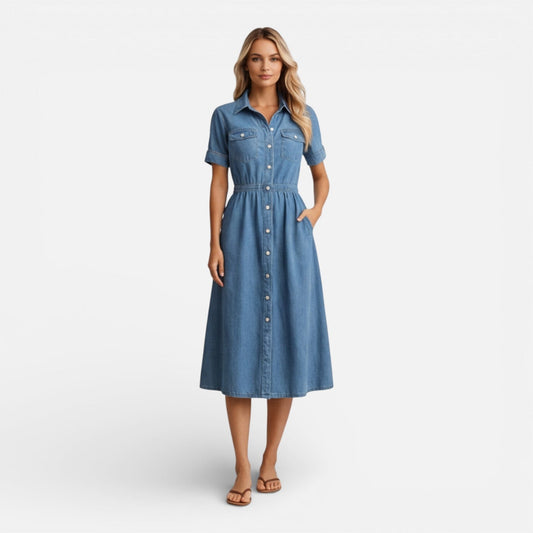 Abito Chemisier Midi Donna in Denim