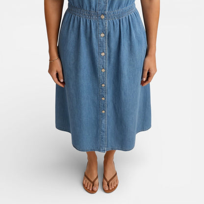 Abito Chemisier Midi Donna in Denim