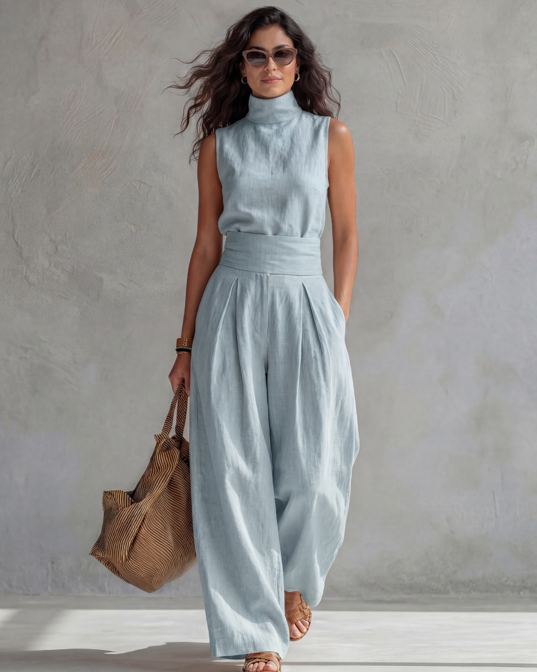 Ludovica | Completo Donna con Top a Collo Alto