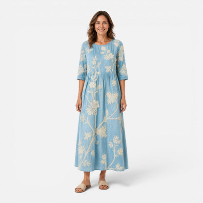 Abito Midi Donna Floreale a Manica Corta