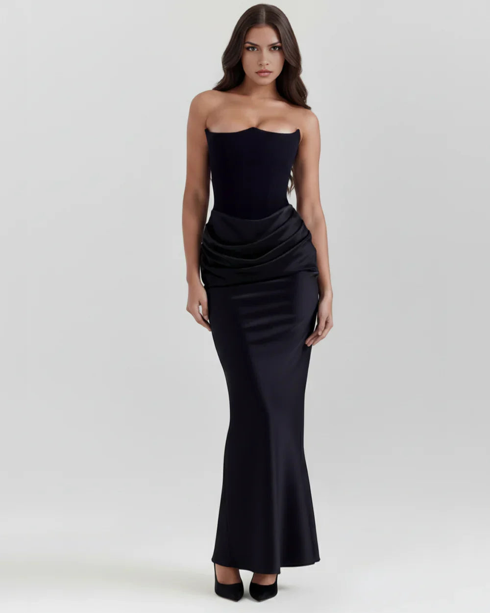 Abito Lungo Donna Corsetto Senza Spalline