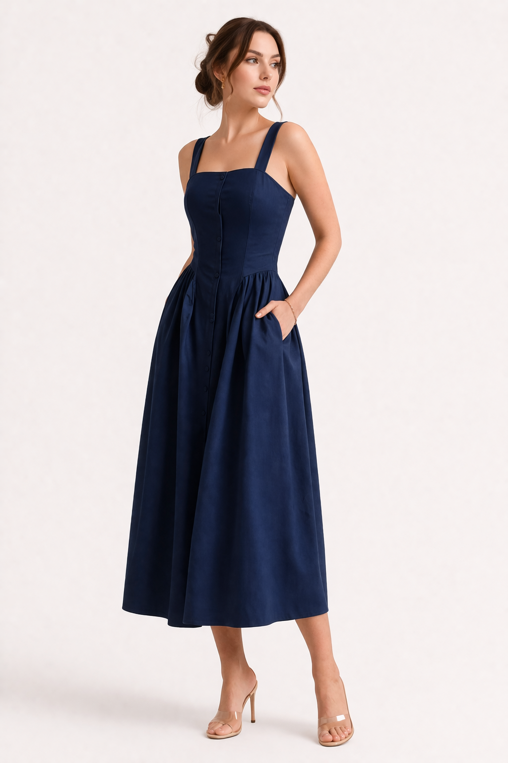 Abito Midi Donna Estivo con Spalline