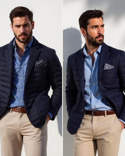 Blazer Uomo Trapuntato in Cotone Misto