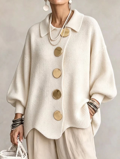 Isadora | Cardigan Donna Oversize con Bottoni Dorati