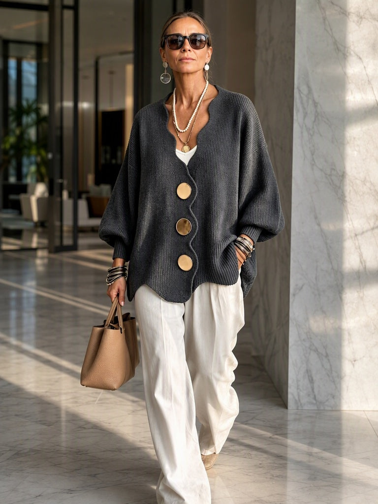 Mercedes | Cardigan Donna con Bottoni e Scollo a V