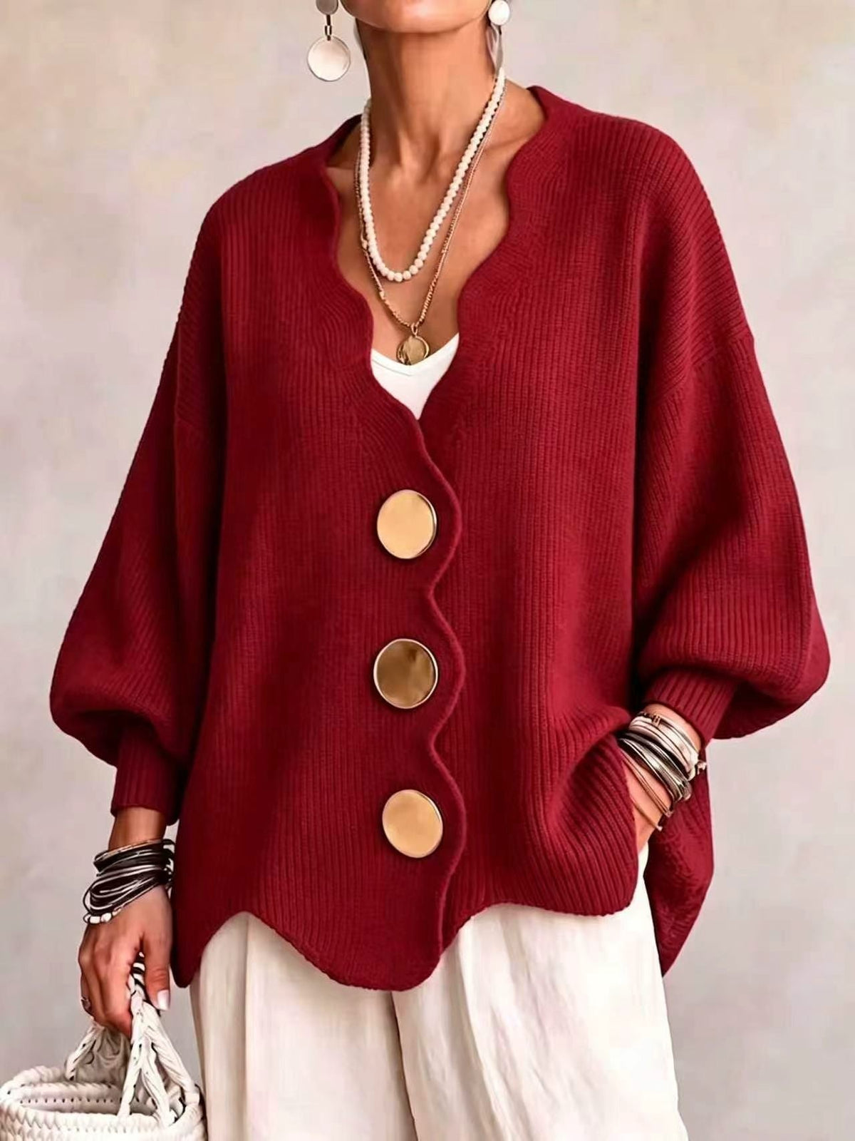 Mercedes | Cardigan Donna con Bottoni e Scollo a V