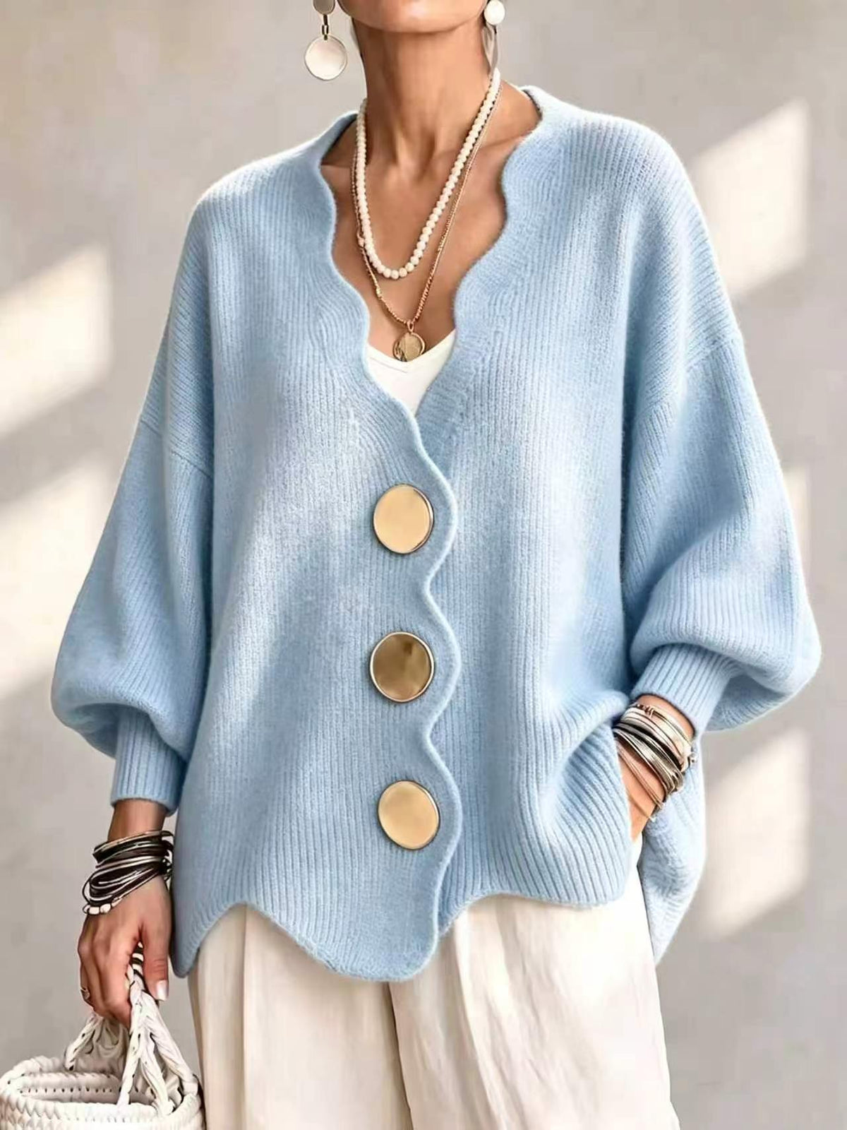 Mercedes | Cardigan Donna con Bottoni e Scollo a V