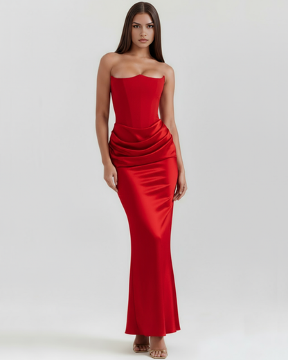 Abito Lungo Donna Corsetto Senza Spalline