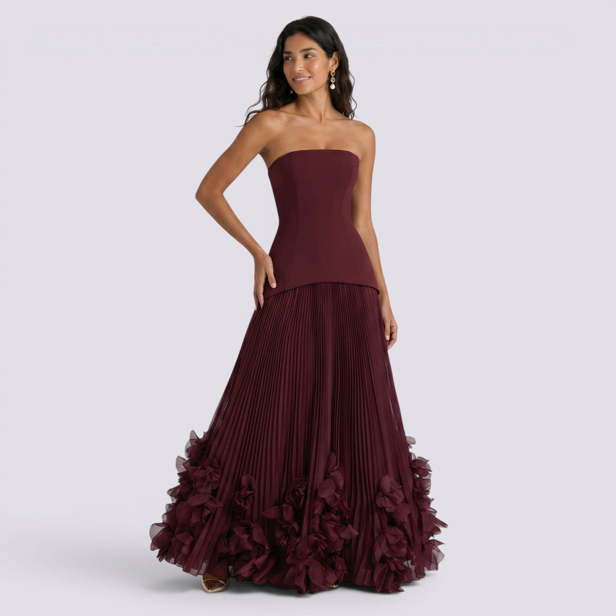Abito Lungo Donna con Scollo Bardot