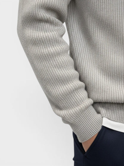 Maglione Polo Uomo in Maglia a Coste Maniche Lunghe