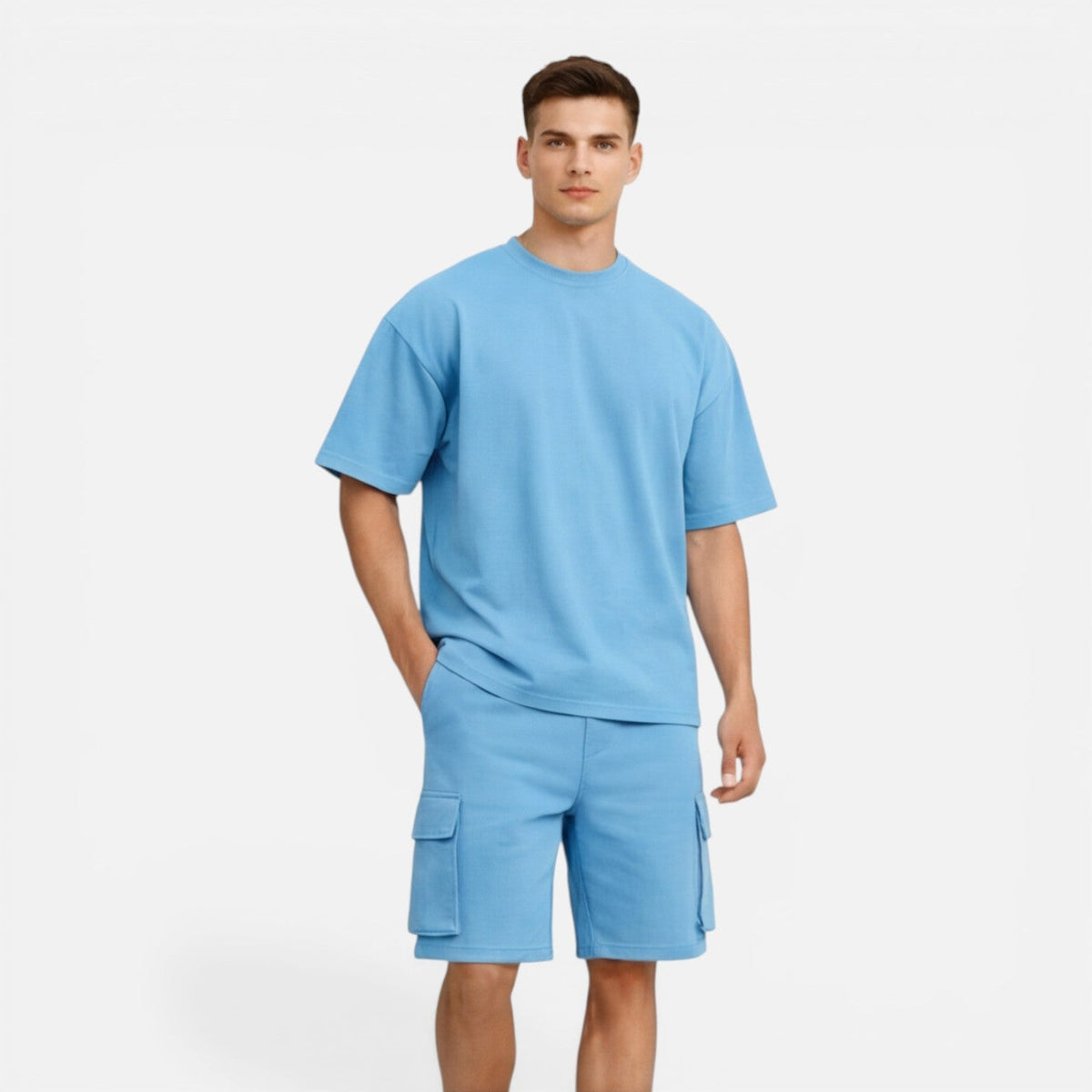 Completo Uomo T-Shirt e Pantaloncini Cargo Estivo Casual