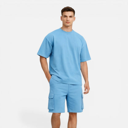 Completo Uomo T-Shirt e Pantaloncini Cargo Estivo Casual