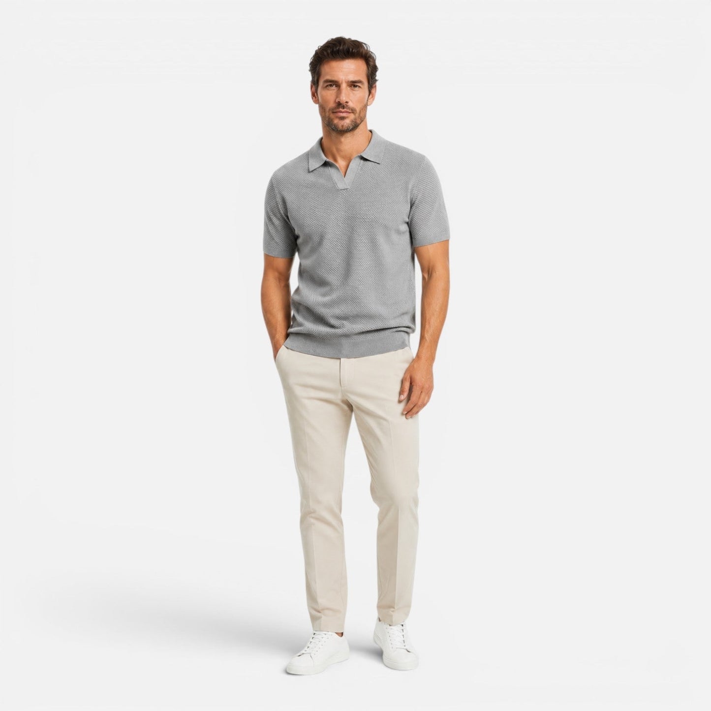 Polo Uomo Slim Fit in Maglia Traspirante Leggera Manica Corta