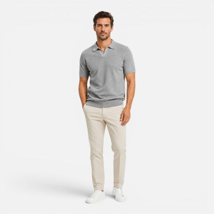 Polo Uomo Slim Fit in Maglia Traspirante Leggera Manica Corta