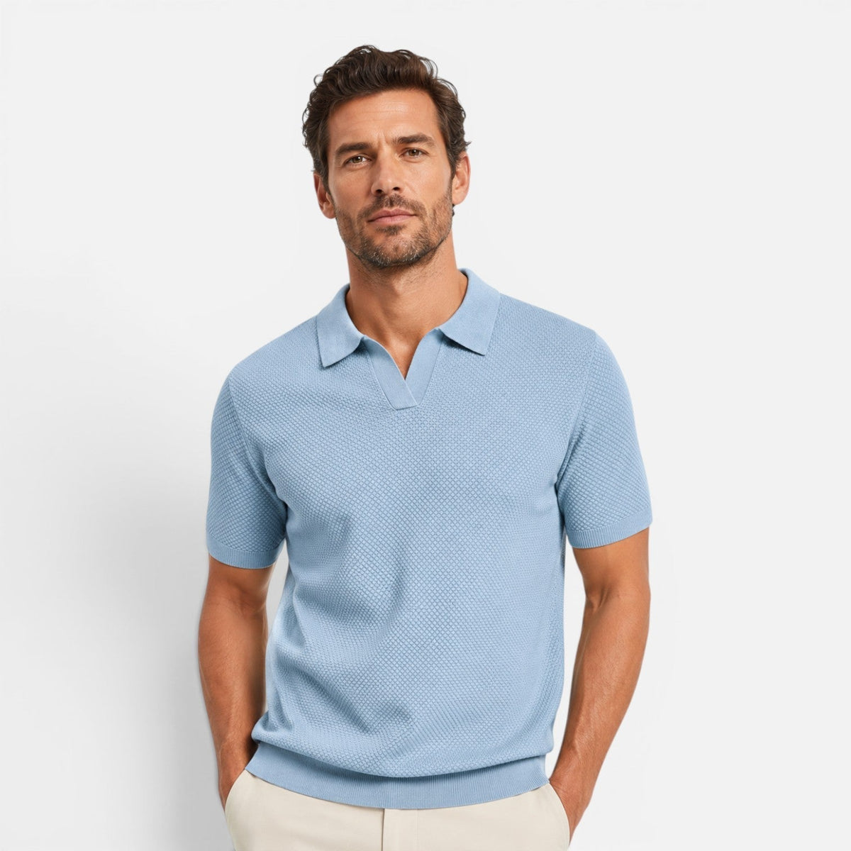 Polo Uomo Slim Fit in Maglia Traspirante Leggera Manica Corta