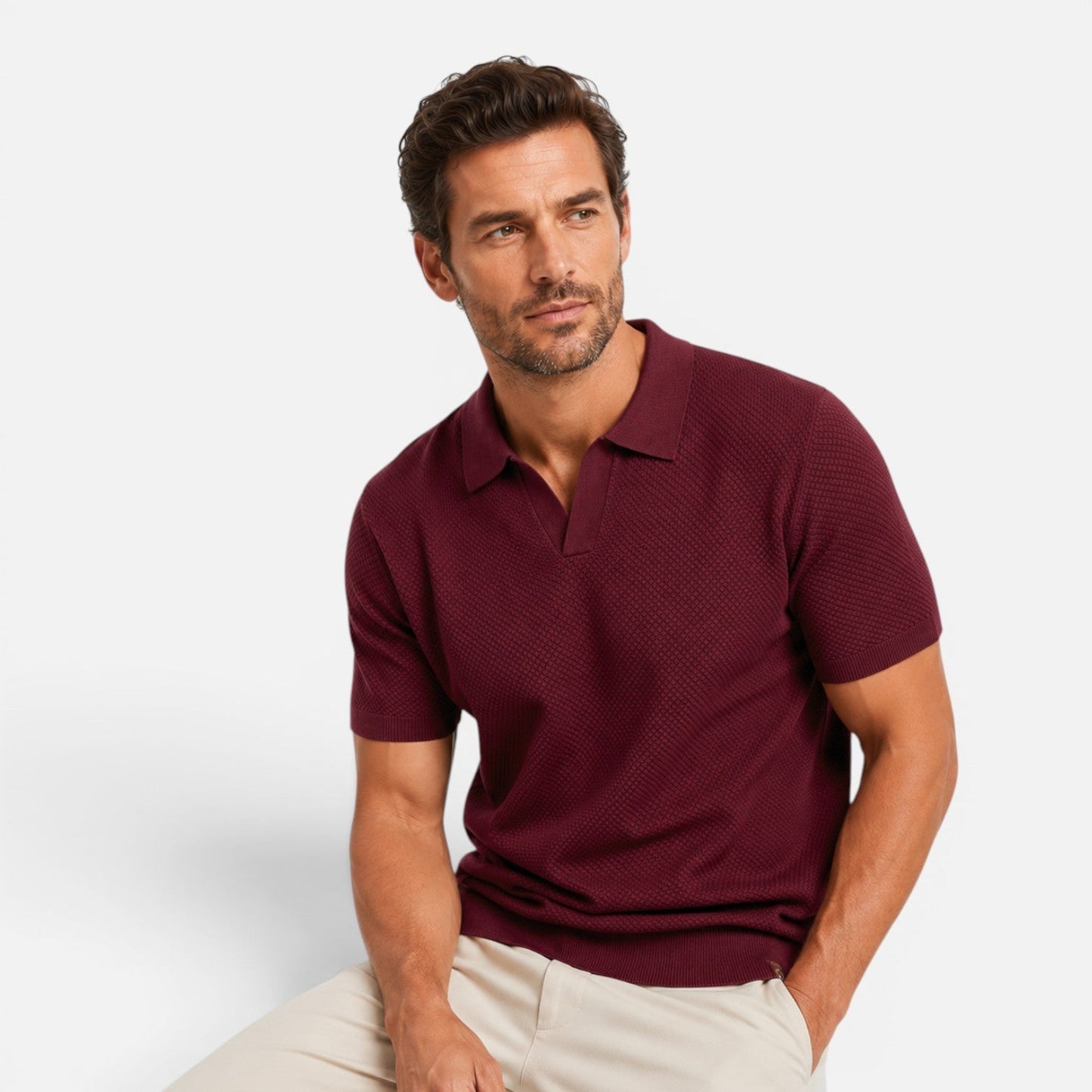 Polo Uomo Slim Fit in Maglia Traspirante Leggera Manica Corta