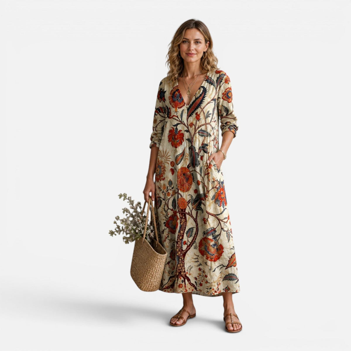 Abito Lungo Donna Floreale Boho