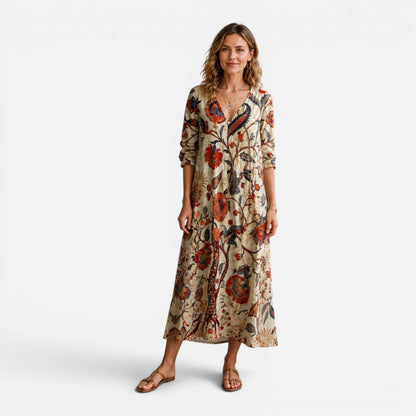 Abito Lungo Donna Floreale Boho