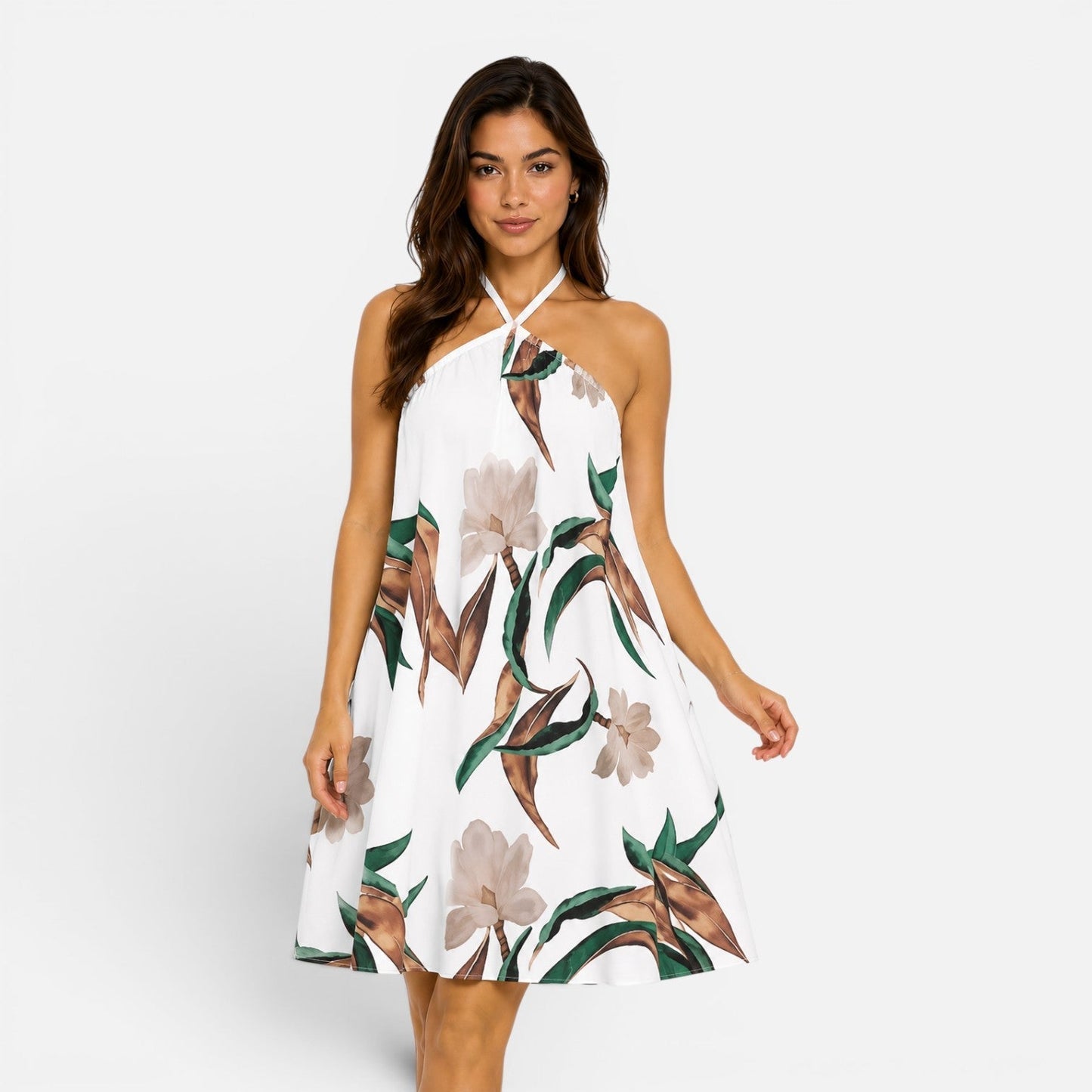 Abito Mini Donna Stampa Tropicale
