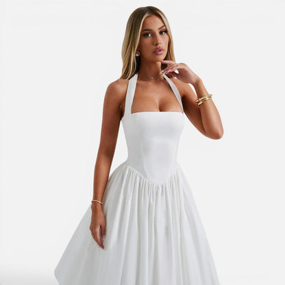 Abito Midi Donna Corsetto con Schiena Aperta