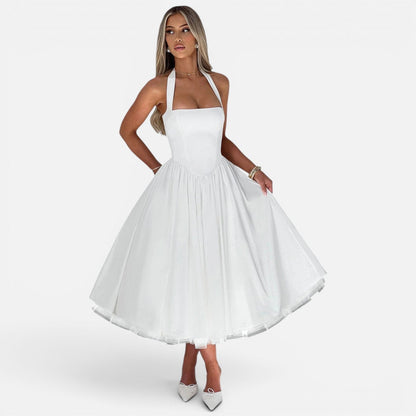 Abito Midi Donna Corsetto con Schiena Aperta