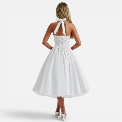 Abito Midi Donna Corsetto con Schiena Aperta