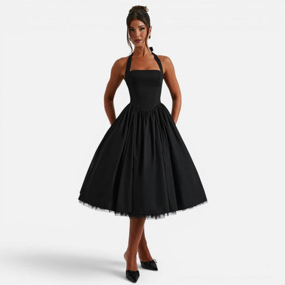 Abito Midi Donna Corsetto con Schiena Aperta