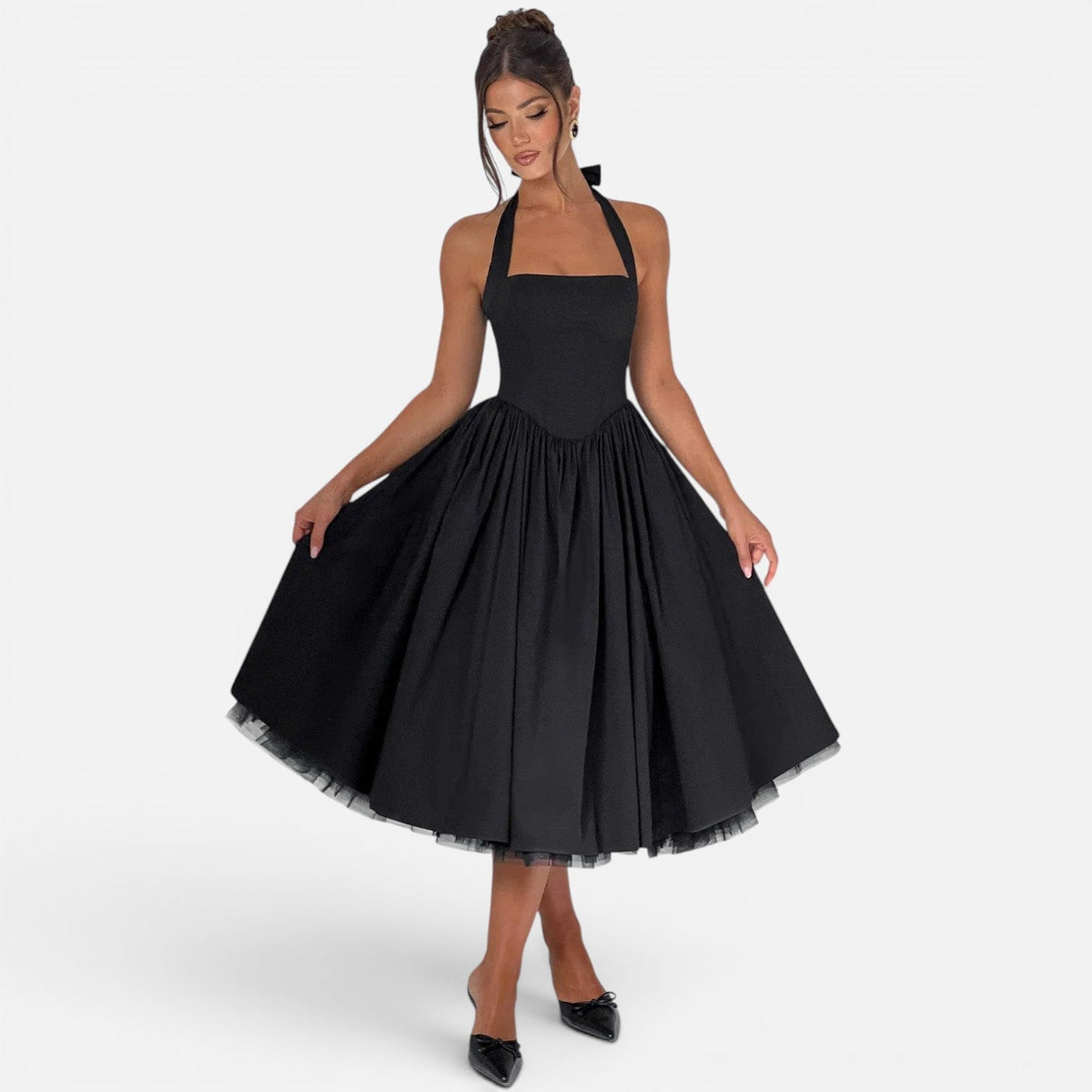 Abito Midi Donna Corsetto con Schiena Aperta