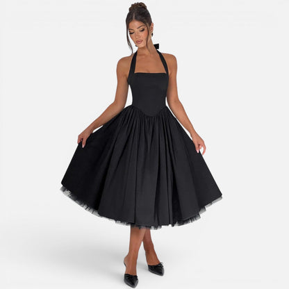 Abito Midi Donna Corsetto con Schiena Aperta