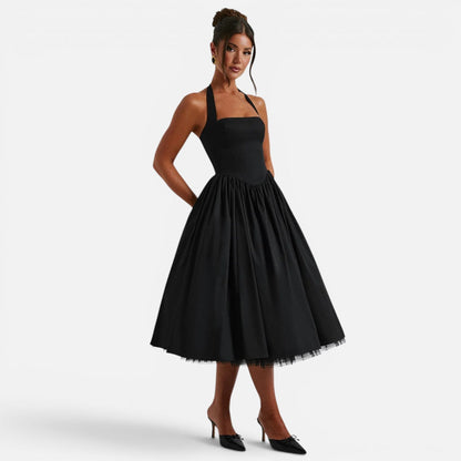 Abito Midi Donna Corsetto con Schiena Aperta