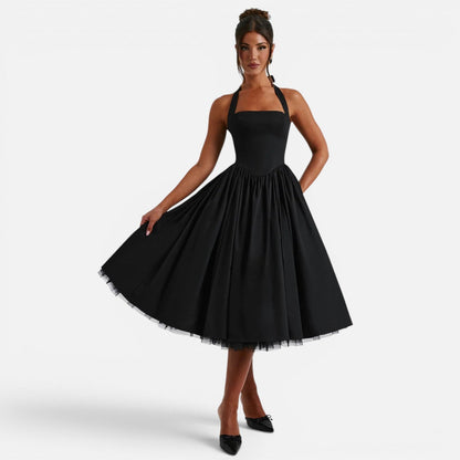 Abito Midi Donna Corsetto con Schiena Aperta