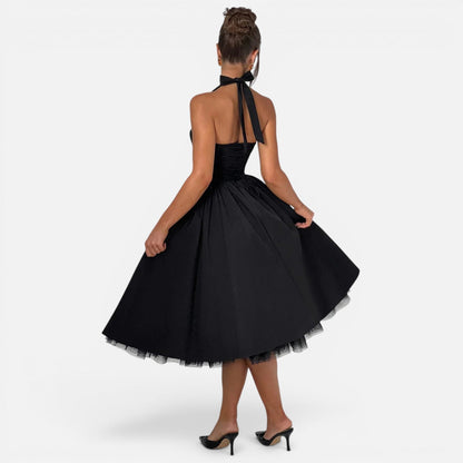 Abito Midi Donna Corsetto con Schiena Aperta