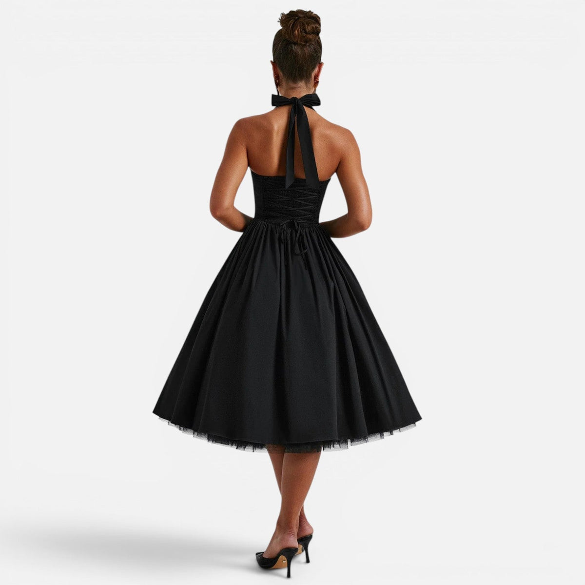 Abito Midi Donna Corsetto con Schiena Aperta