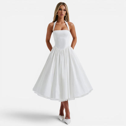 Abito Midi Donna Corsetto con Schiena Aperta