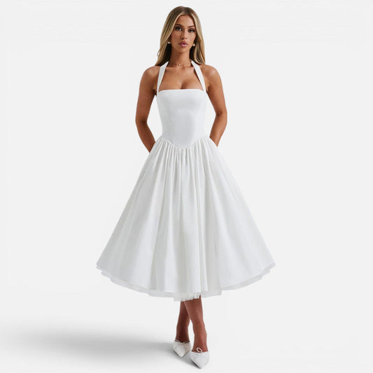 Abito Midi Donna Corsetto con Schiena Aperta