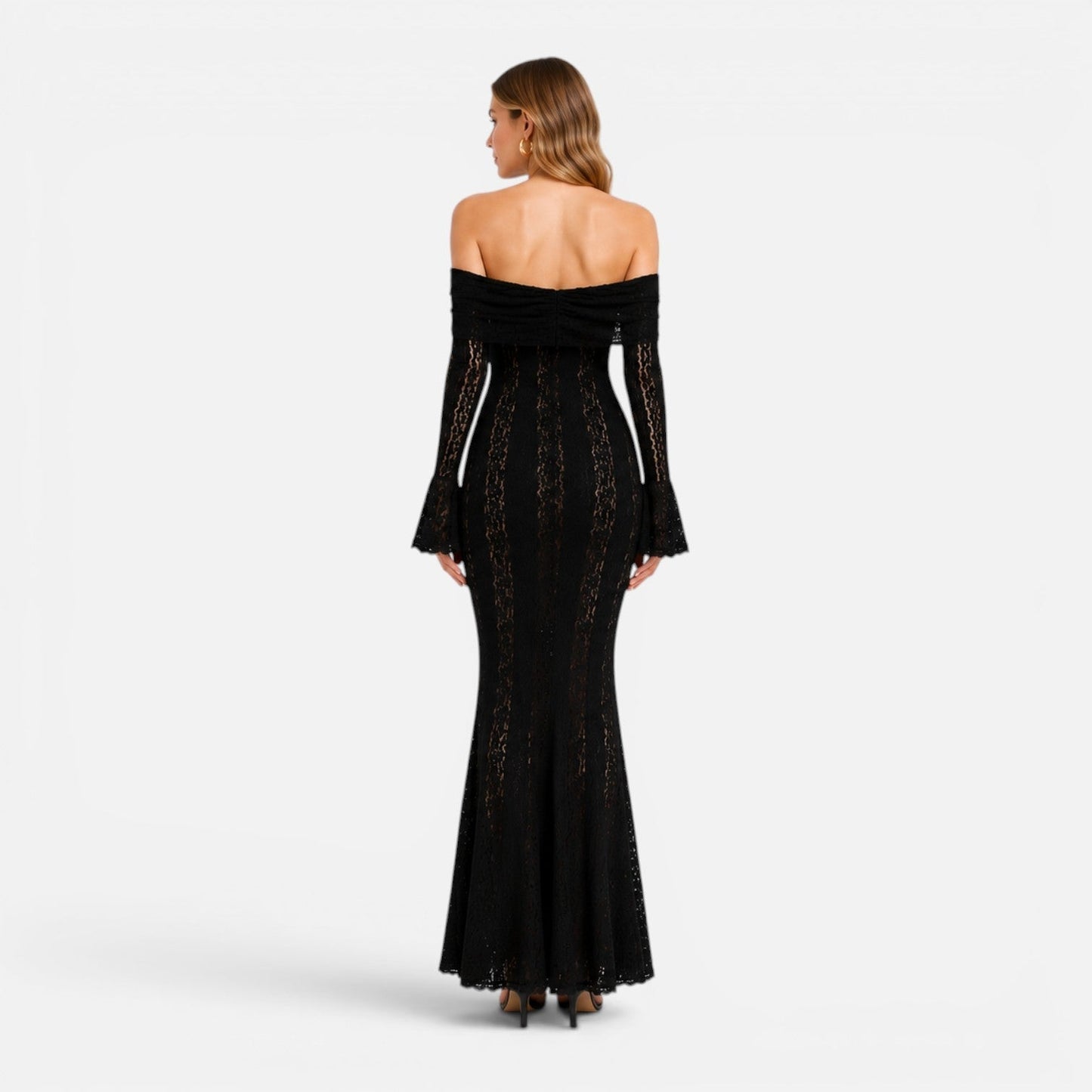 Abito Lungo Donna in Pizzo Off Shoulder