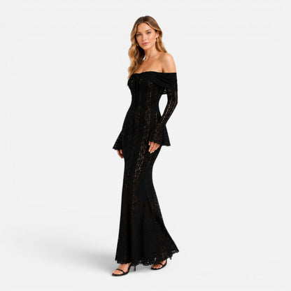 Abito Lungo Donna in Pizzo Off Shoulder