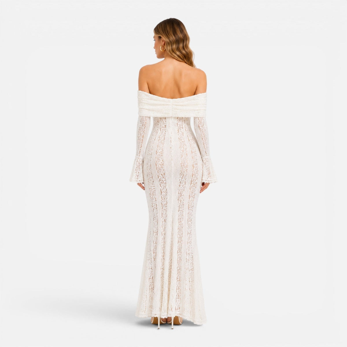 Abito Lungo Donna in Pizzo Off Shoulder