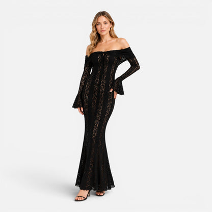 Abito Lungo Donna in Pizzo Off Shoulder