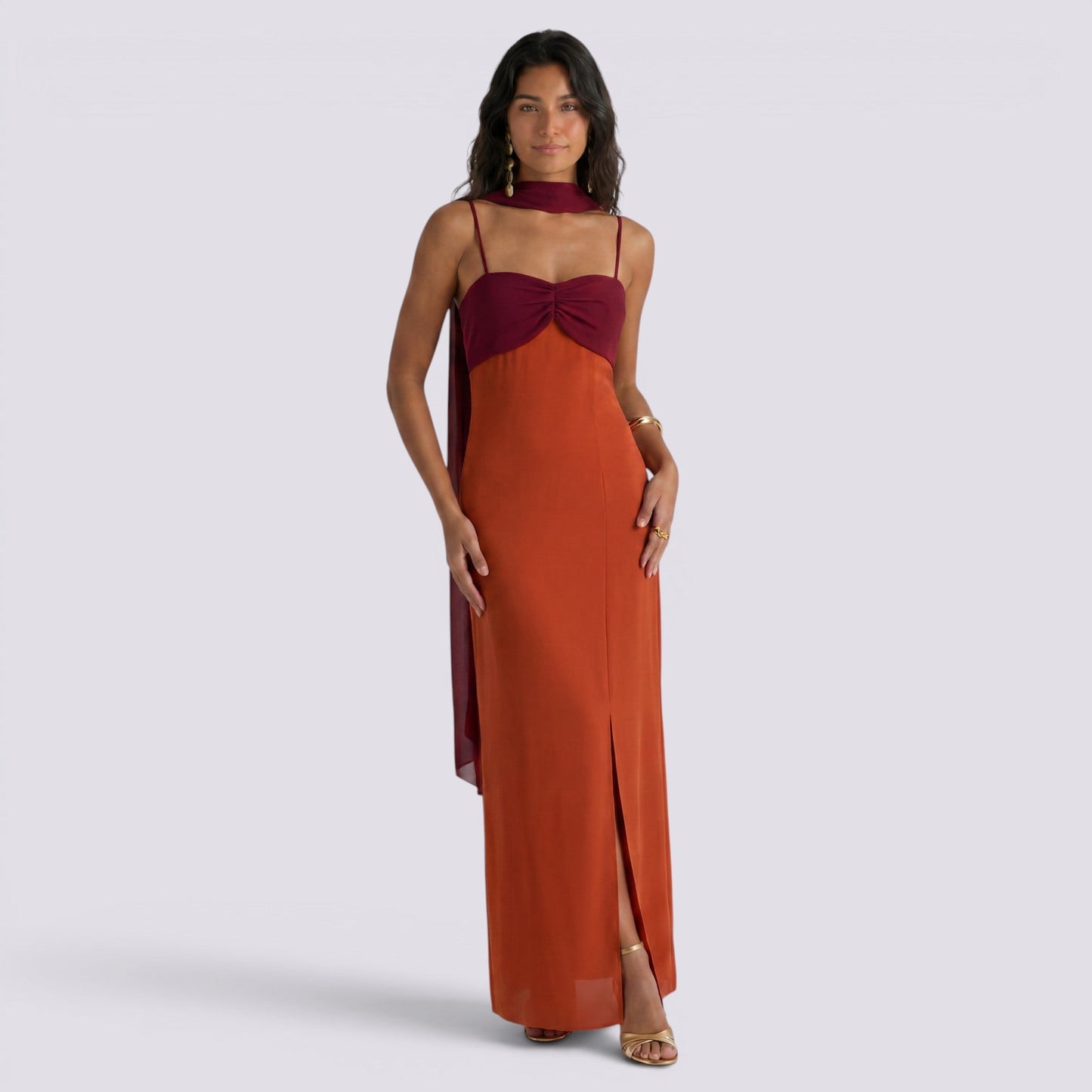 Abito Lungo Donna Boho con Scollo a V
