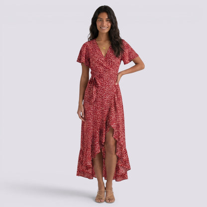 Abito Lungo Donna Floreale Boho con Scollo a V