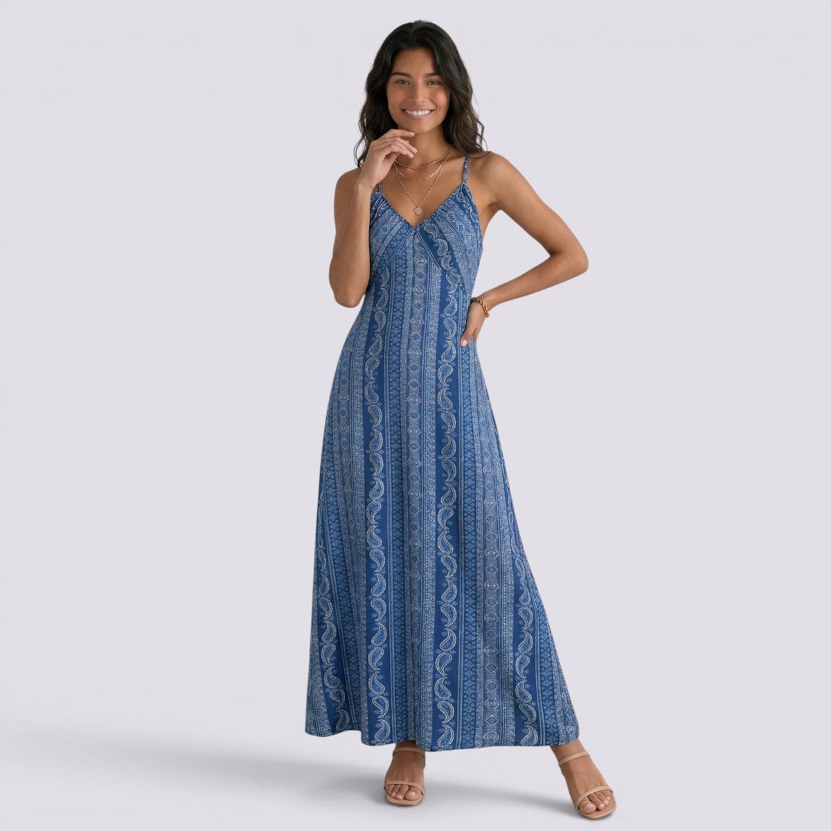 Abito Lungo Donna Boho con Schiena Aperta